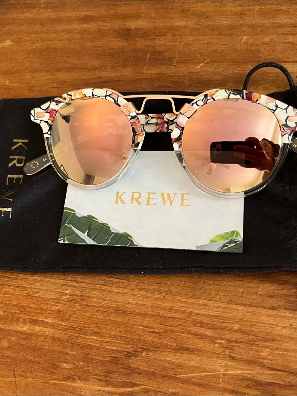 KREWE St Louis Sunglasses with Pink Mirrored Lenses